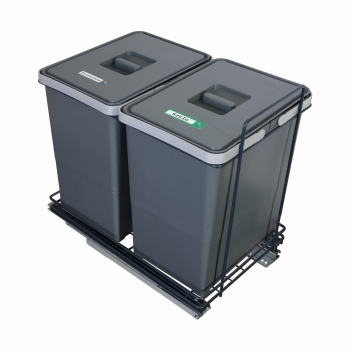 Sortownik śmieci EcoCube ANTRACYT do szafki od 40 cm Cichy domyk 2x18 l