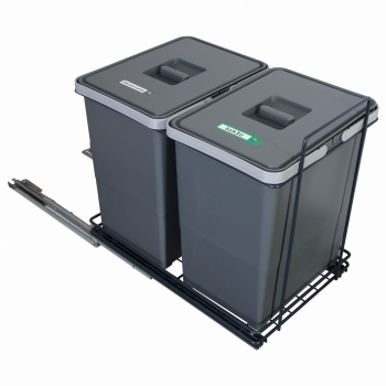 Sortownik śmieci EcoCube ANTRACYT do szafki od 40 cm Cichy domyk 2x18 l