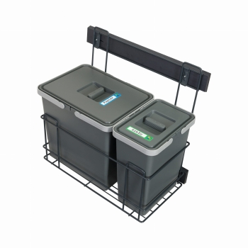 Sortownik śmieci SLIM ANTRACYT Cichy domyk do szafki od 30cm 1x15 1 x7 litrów 25 cm szerokości wys 38