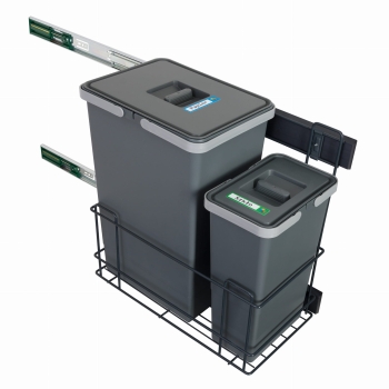 Sortownik śmieci SLIM ANTRACYT Cichy domyk do szafki od 30cm 1x24 1x8 litrów 25 cm szerokości