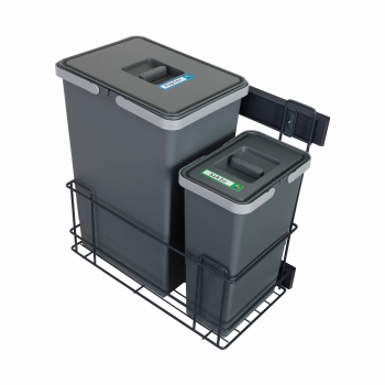 Sortownik śmieci SLIM ANTRACYT Cichy domyk do szafki od 30cm 1x24 1x8 litrów 25 cm szerokości