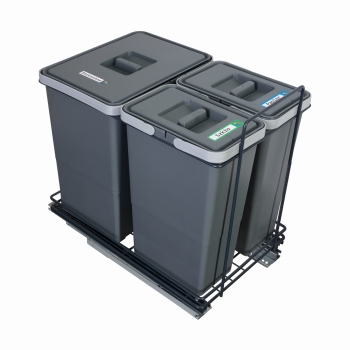 Sortownik śmieci EcoCube ANTRACYT do szafki od 40 cm Cichy domyk 1x18 2x8 l