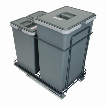 Sortownik śmieci EcoCube ANTRACYT do szafki od 40 cm Cichy domyk 1x24 2x8 l