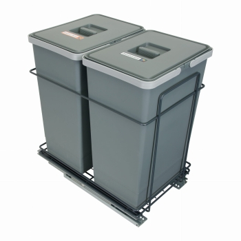 Sortownik śmieci EcoCube ANTRACYT do szafki od 40 cm Cichy domyk 2x24 l