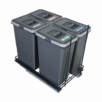 Sortownik śmieci EcoCube ANTRACYT do szafki od 40 cm Cichy domyk 4x8 l