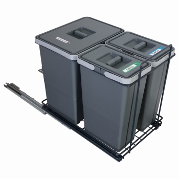 Sortownik śmieci EcoCube ANTRACYT do szafki od 40 cm Cichy domyk 1x18 2x8 l