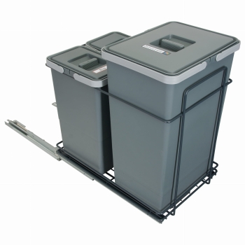 Sortownik śmieci EcoCube ANTRACYT do szafki od 40 cm Cichy domyk 1x24 2x8 l