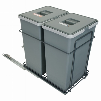 Sortownik śmieci EcoCube ANTRACYT do szafki od 40 cm Cichy domyk 2x24 l