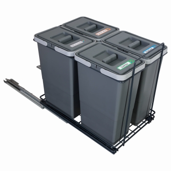 Sortownik śmieci EcoCube ANTRACYT do szafki od 40 cm Cichy domyk 4x8 l