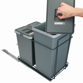Sortownik śmieci EcoCube ANTRACYT do szafki od 40 cm Cichy domyk 1x24 2x8 l