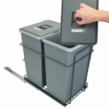 Sortownik śmieci EcoCube ANTRACYT do szafki od 40 cm Cichy domyk 2x24 l