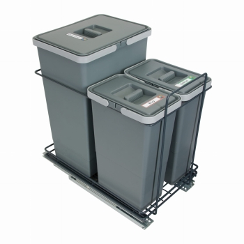 Sortownik śmieci EcoCube ANTRACYT do szafki od 40 cm Cichy domyk 1x24 2x8 l