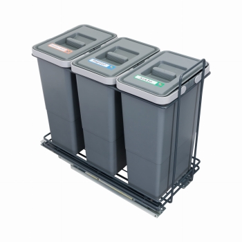 Sortownik śmieci EcoCube ANTRACYT do szafki od 30 cm cichy domyk 3x8 l