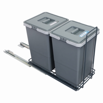 Sortownik śmieci EcoCube ANTRACYT do szafki od 30 cm Cichy domyk 2x12 l