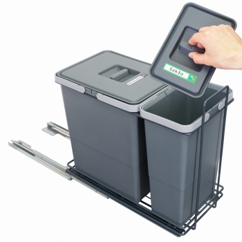 Sortownik śmieci EcoCube ANTRACYT do szafki od 30 cm cichy domyk 18+8 l