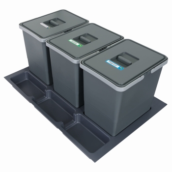 Sortownik śmieci FUTURE do szuflady w szafce 80 cm 3 kosze 3x18 litrów wysokość 34 cm