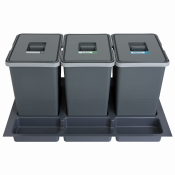 Sortownik śmieci FUTURE do szuflady w szafce 80 cm 3 kosze 3x18 litrów wysokość 34 cm