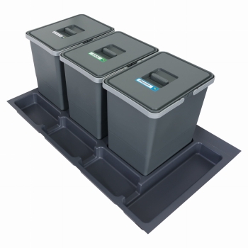 Sortownik śmieci FUTURE do szuflady w szafce 90 cm 3 kosze 3x18 litrów wysokość 34 cm