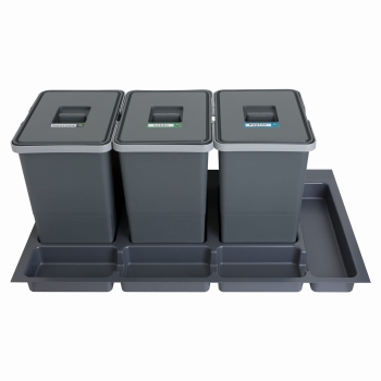 Sortownik śmieci FUTURE do szuflady w szafce 90 cm 3 kosze 3x18 litrów wysokość 34 cm