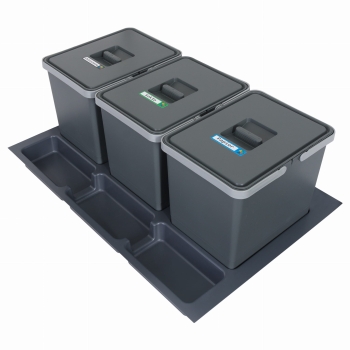 Sortownik śmieci FUTURE do szuflady w szafce 90 cm 3 kosze 3x15 litrów wysokość 28 cm