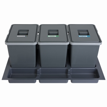 Sortownik śmieci FUTURE do szuflady w szafce 90 cm 3 kosze 3x15 litrów wysokość 28 cm