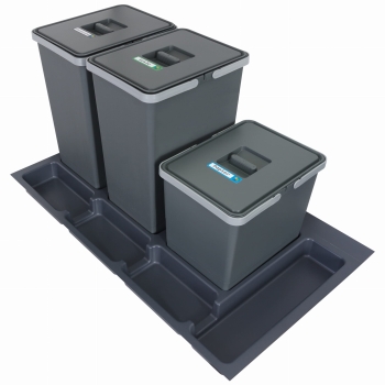 Sortownik śmieci FUTURE CONFIG do szuflady w szafce 90 cm 3 kosze 2x24 + 1x15 litrów wysokość 44/28cm