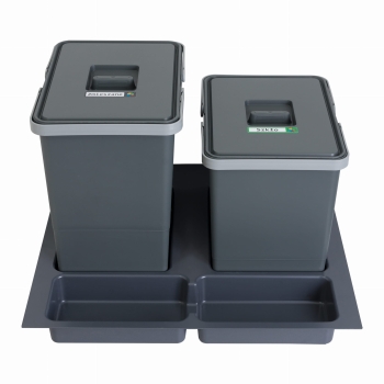 Sortownik śmieci FUTURE CONFIG do szuflady w szafce 60 cm 2 kosze 1x15 1x18 litrów wysokość 28/34 cm