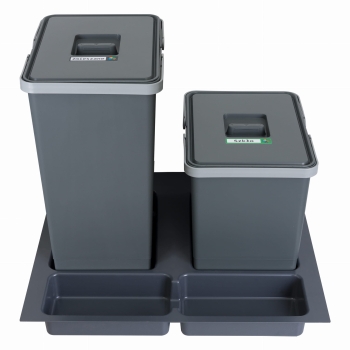 Sortownik śmieci FUTURE CONFIG do szuflady w szafce 60 cm 2 kosze 1x24 1x15 litrów wysokość 28/44 cm