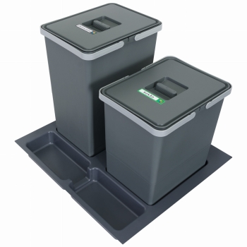 Sortownik śmieci FUTURE CONFIG do szuflady w szafce 60 cm 2 kosze 1x24 1x18 litrów wysokość 34/44 cm