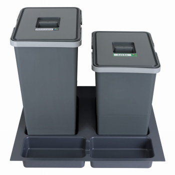 Sortownik śmieci FUTURE CONFIG do szuflady w szafce 60 cm 2 kosze 1x24 1x18 litrów wysokość 34/44 cm