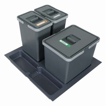 Sortownik śmieci FUTURE CONFIG do szuflady w szafce 60 cm 3 kosze 1x15 + 2x8 litrów wysokość 28/34 cm