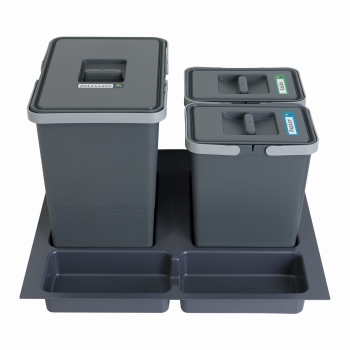 Sortownik śmieci FUTURE CONFIG do szuflady w szafce 60 cm 3 kosze 1x18 + 2x7 litrów wysokość 28/34 cm