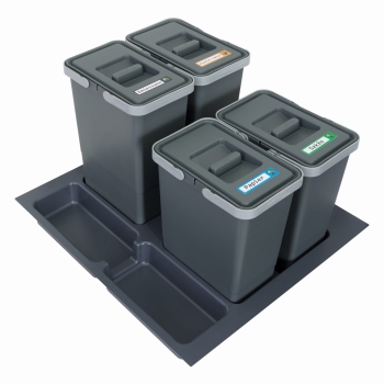 Sortownik śmieci FUTURE CONFIG do szuflady w szafce 60 cm 4 kosze 2x8 2x7 litrów wysokość 28/34 cm