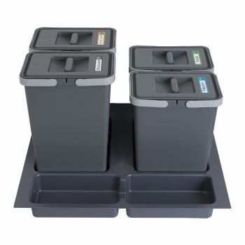 Sortownik śmieci FUTURE CONFIG do szuflady w szafce 60 cm 4 kosze 2x8 2x7 litrów wysokość 28/34 cm