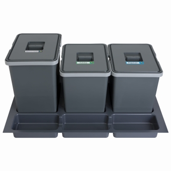 Sortownik śmieci FUTURE CONFIG do szuflady w szafce 80 cm 3 kosze 2x15 1x18 litrów wysokość 28/34 cm