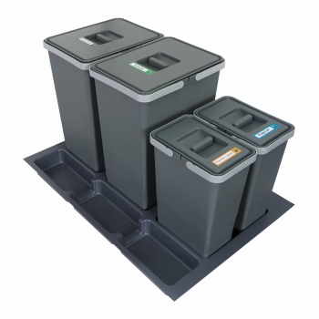 Sortownik śmieci FUTURE CONFIG do szuflady w szafce 80 cm 4 kosze 2x24 2x8 litrów wysokość 34/44 cm