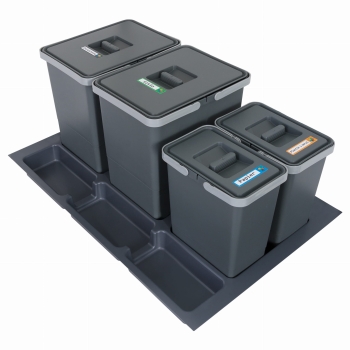 Sortownik śmieci FUTURE CONFIG do szuflady w szafce 80 cm 4 kosze 2x7 + 2x18 litrów wysokość 28/34 cm