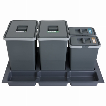 Sortownik śmieci FUTURE CONFIG do szuflady w szafce 80 cm 4 kosze 2x7 + 2x18 litrów wysokość 28/34 cm