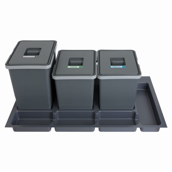 Sortownik śmieci FUTURE CONFIG do szuflady w szafce 90 cm 3 kosze 2x15 1x18 litrów wysokość 28/34 cm