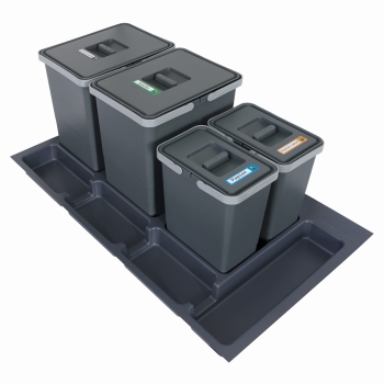 Sortownik śmieci FUTURE CONFIG do szuflady w szafce 90 cm 4 kosze 2x7 + 2x18 litrów wysokość 28/34cm