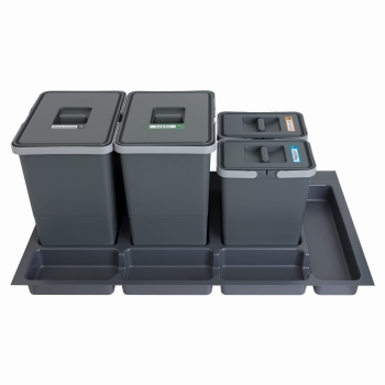 Sortownik śmieci FUTURE CONFIG do szuflady w szafce 90 cm 4 kosze 2x7 + 2x18 litrów wysokość 28/34cm