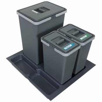 Sortownik śmieci FUTURE CONFIG do szuflady w szafce 60 cm 3 kosze 1x24 2x8 litrów wysokość 44/34 cm