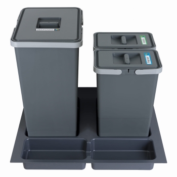 Sortownik śmieci FUTURE CONFIG do szuflady w szafce 60 cm 3 kosze 1x24 2x8 litrów wysokość 44/34 cm