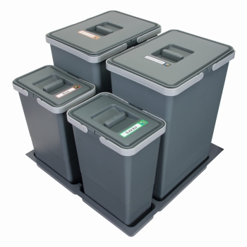 Sortownik śmieci FUTURE CONFIG do szuflady w szafce 60 cm 4 kosze 2x24 2x8 litrów wysokość 44/34 cm