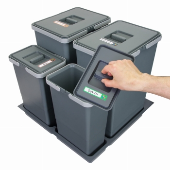 Sortownik śmieci FUTURE CONFIG do szuflady w szafce 60 cm 4 kosze 2x24 2x8 litrów wysokość 44/34 cm