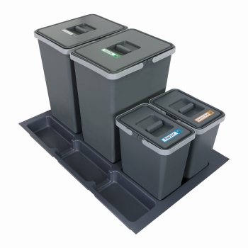 Sortownik śmieci FUTURE CONFIG do szuflady w szafce 80 cm 4 kosze 2x24 + 2x7 litrów wysokość 44/28cm
