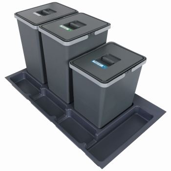 Sortownik śmieci FUTURE CONFIG do szuflady w szafce 90 cm 3 kosze 2x24 + 1x18 litrów wysokość 44/34cm