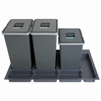 Sortownik śmieci FUTURE CONFIG do szuflady w szafce 90 cm 3 kosze 2x24 + 1x18 litrów wysokość 44/34cm