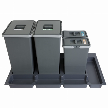 Sortownik śmieci FUTURE CONFIG do szuflady w szafce 90 cm 4 kosze 2x24 + 2x8 litrów wysokość 44/34cm