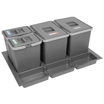 Sortownik śmieci FUTURE do szuflady w szafce 80 cm 4 kosze 2x7 + 2x15 litrów wysokość 28 cm